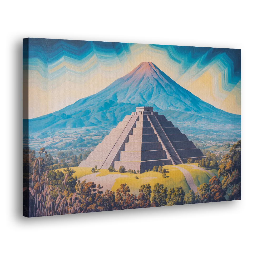 Cholula Pyramid View Side - Canvas Wall Art