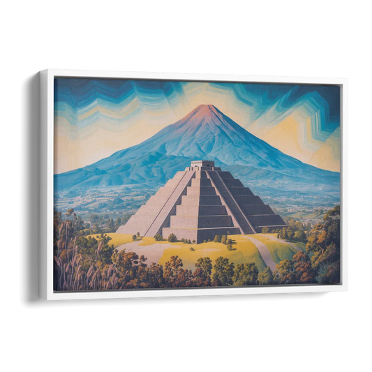 Cholula Pyramid View Side - White Canvas Wall Art