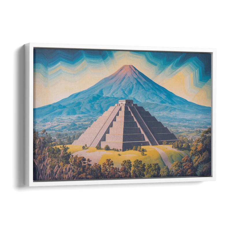 Cholula Pyramid View Side - White Canvas Wall Art