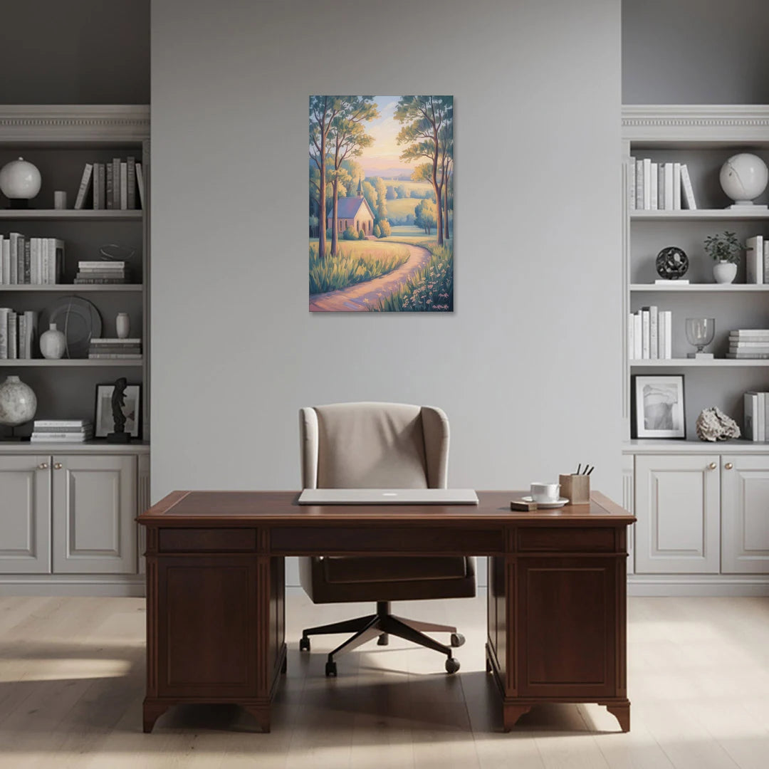 Christian Countryside Chapel - Canvas Wall Art - Office - 24x36