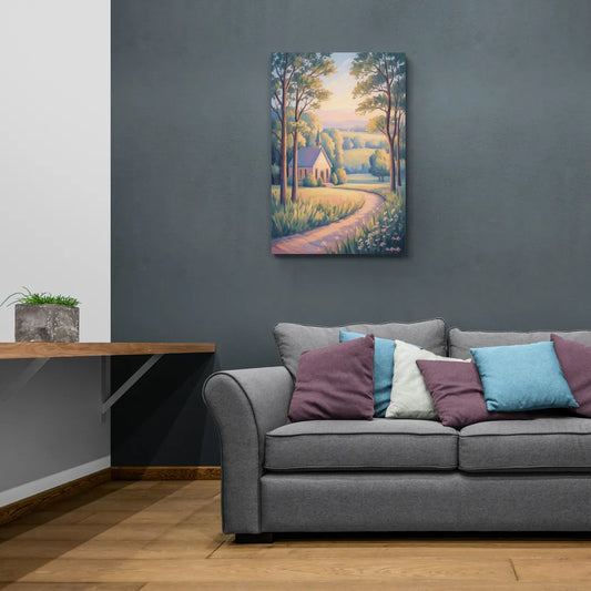 Christian Countryside Chapel - Canvas Wall Art Living Room