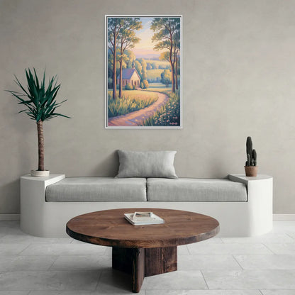 Christian Countryside Chapel - Living Room White Frame Canvas
