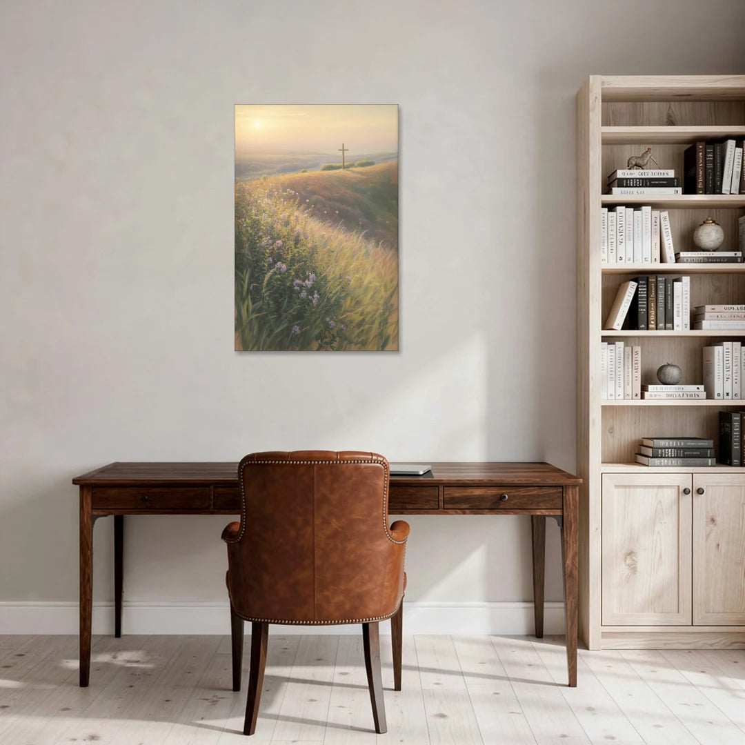 Christian Cross Landscape - Canvas Wall Art - Office - 24x36