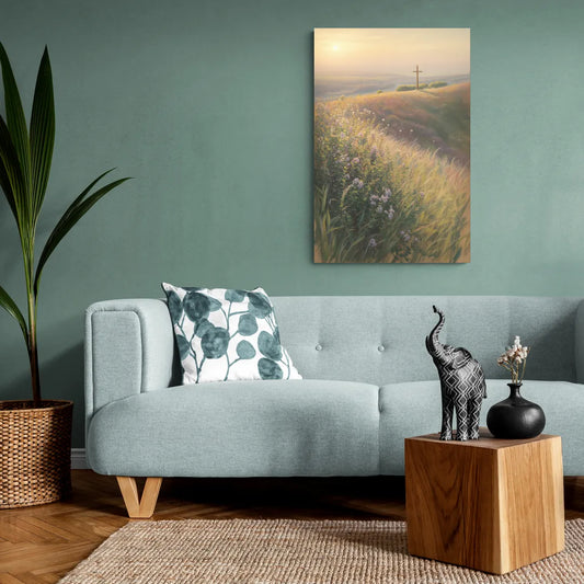 Christian Cross Landscape - Canvas Wall Art Living Room