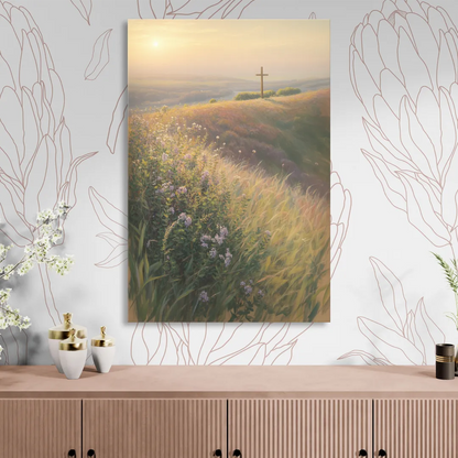 Christian Cross Landscape Sitting Room - Canvas Wall Art