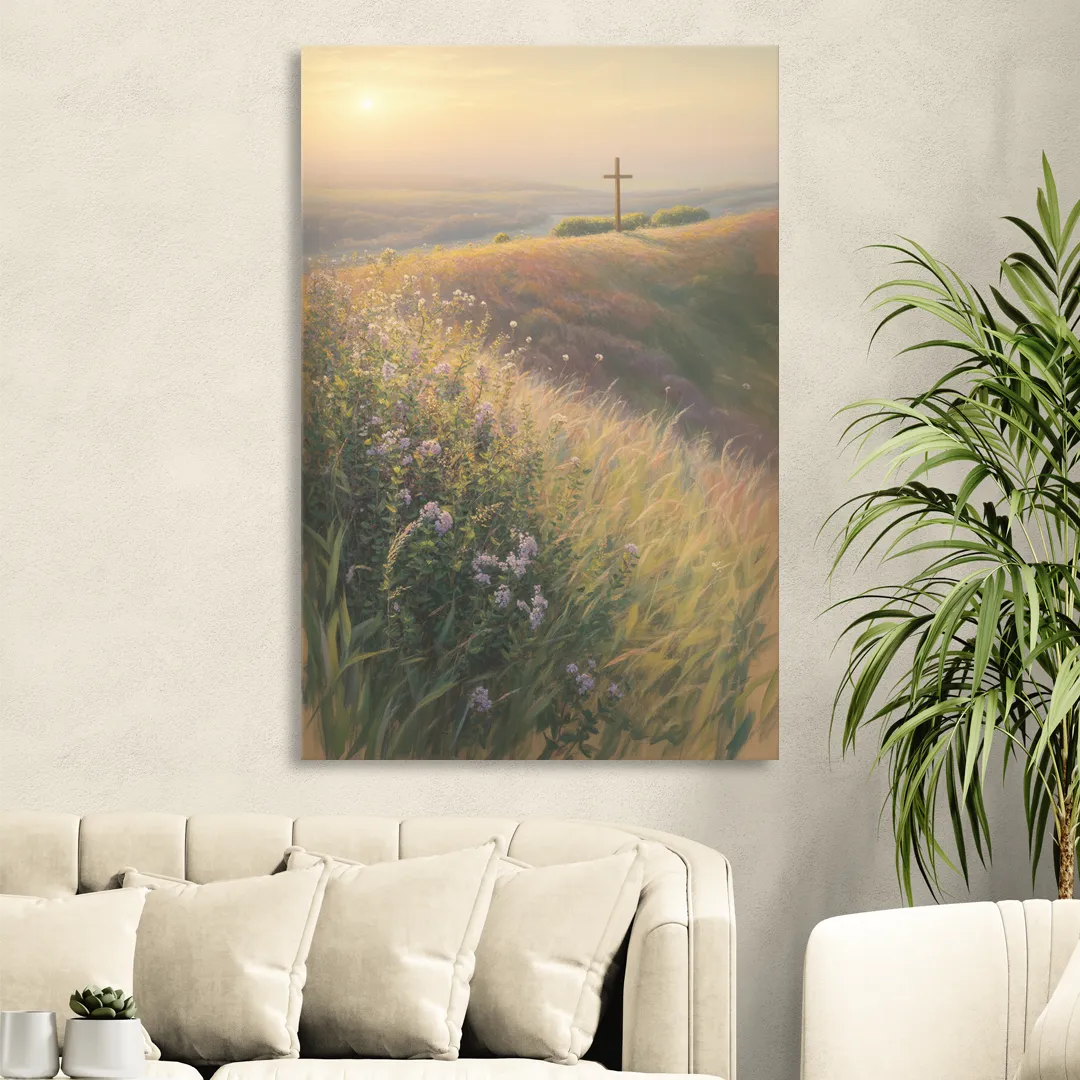 Christian Cross Landscape Living Room - Canvas Wall Art