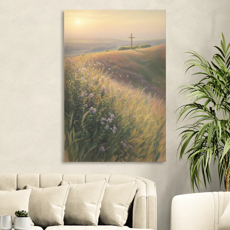 Christian Cross Landscape Living Room - Canvas Wall Art