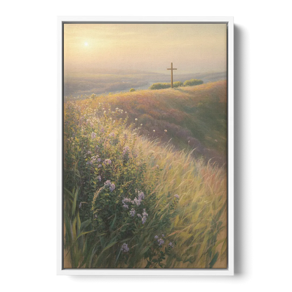 Christian Cross Landscape Front - White Canvas Wall Art