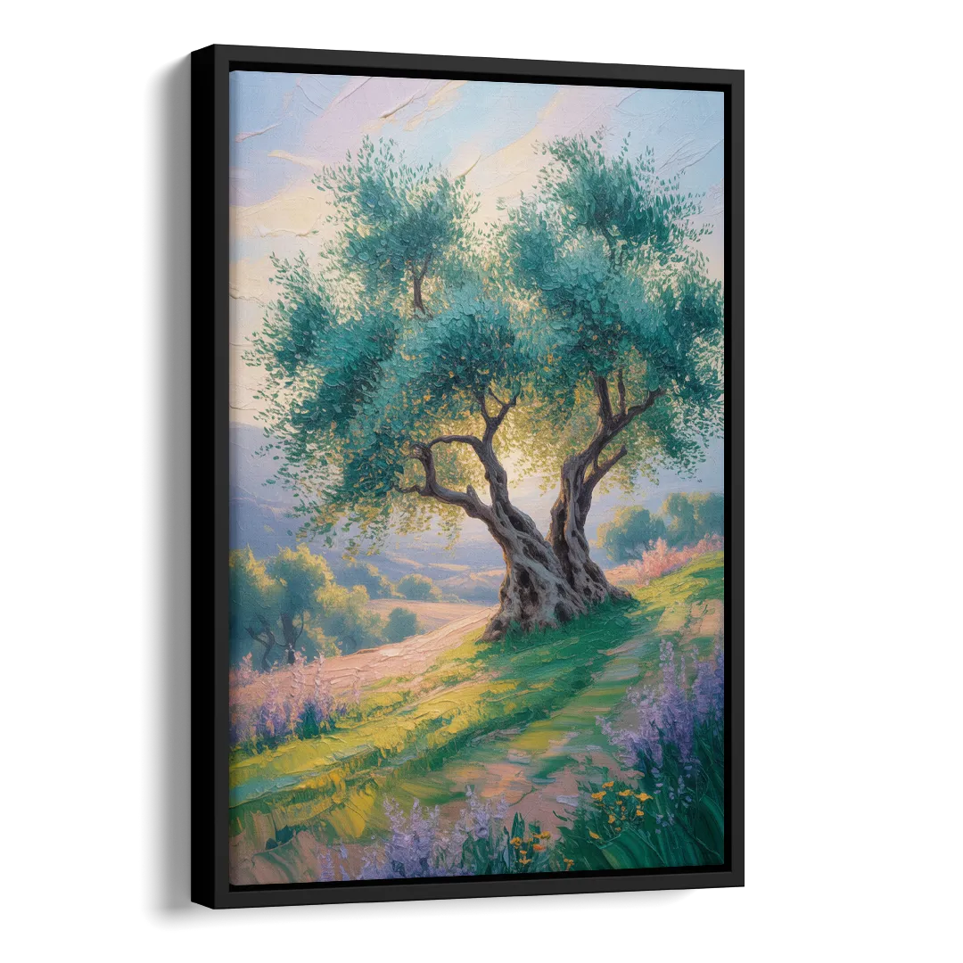 Christian Olive Tree Harmony Side - Black Canvas Wall Art