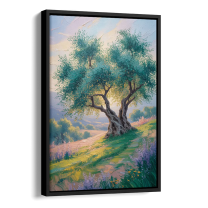 Christian Olive Tree Harmony Side - Black Canvas Wall Art