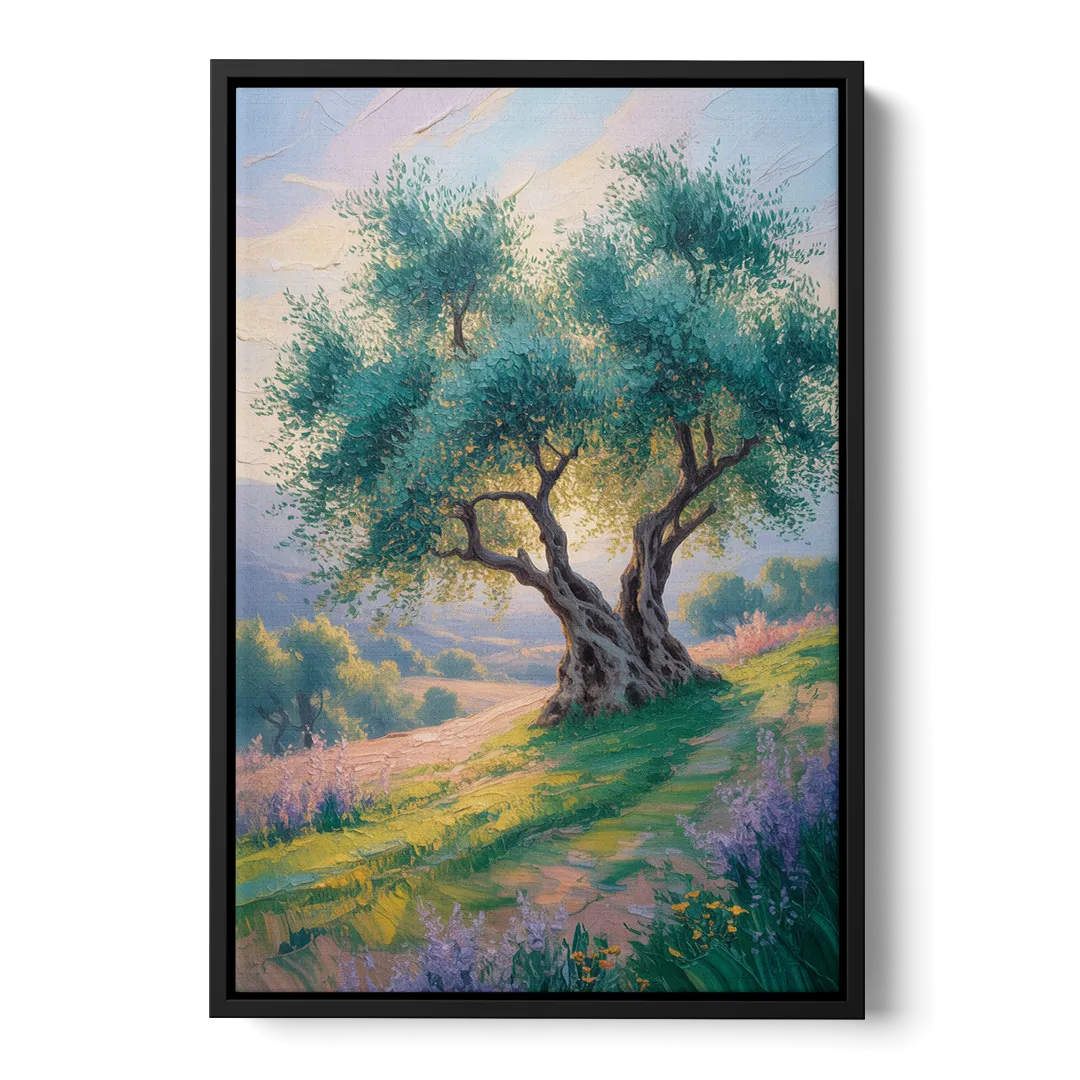 Christian Olive Tree Harmony Front - Black Canvas Wall Art
