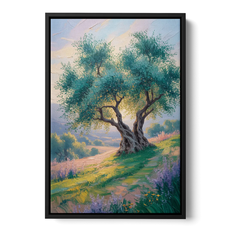 Christian Olive Tree Harmony Front - Black Canvas Wall Art