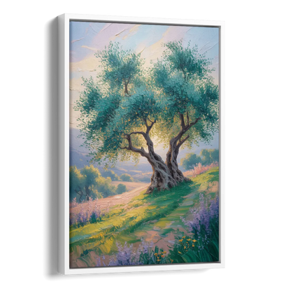 Christian Olive Tree Harmony Side - White Canvas Wall Art