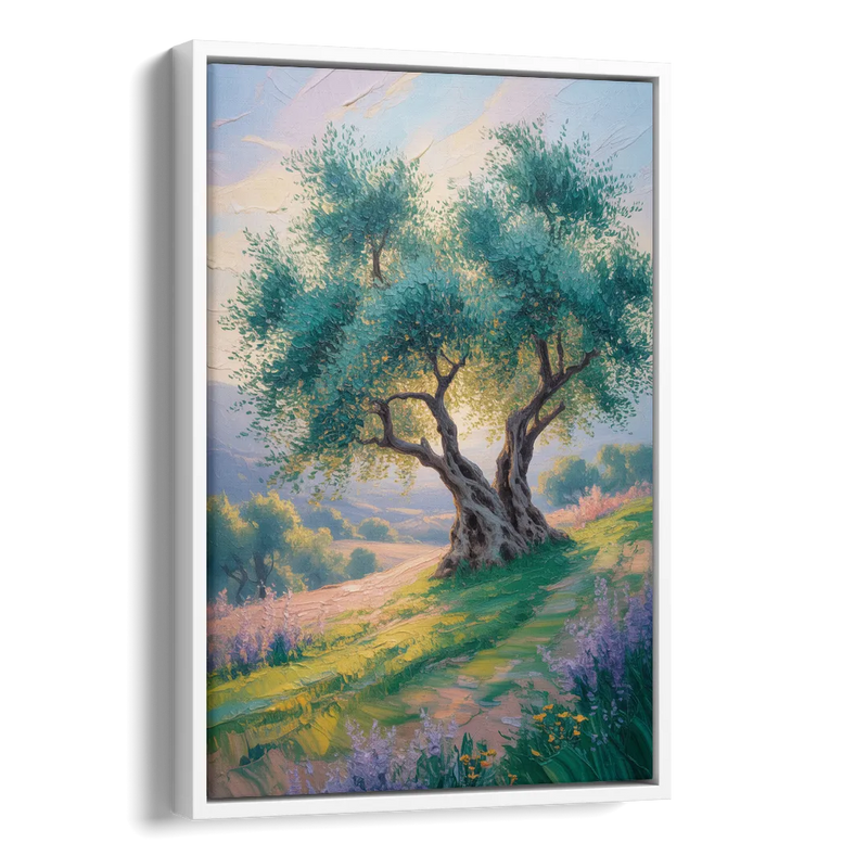 Christian Olive Tree Harmony Side - White Canvas Wall Art