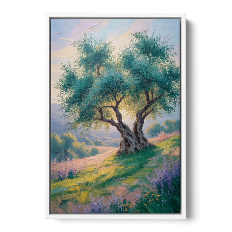 Christian Olive Tree Harmony Front - White Canvas Wall Art