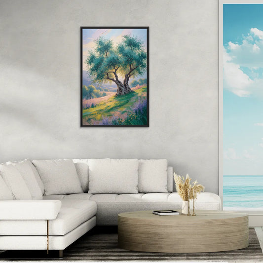 Christian Olive Tree Harmony - Living Room Black Frame Canvas