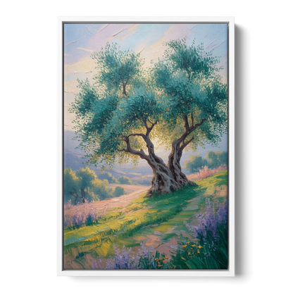 Christian Olive Tree Harmony - White Frame Canvas