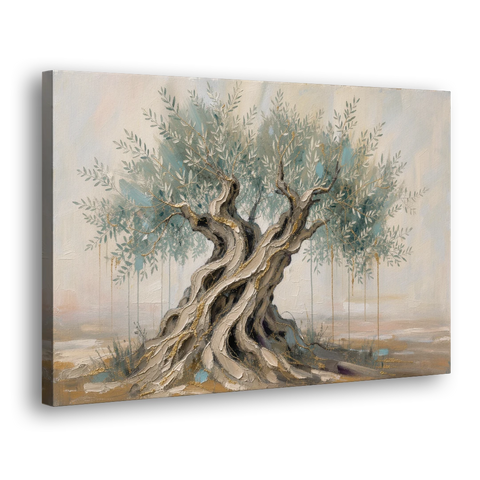 Christian Wall Decor with an Ancient Olive Tree - Canvas Wall Art - Side