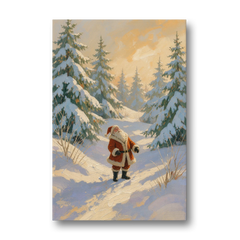 Christmas Art Prints Santa on the Sunlit Path - Canvas Wall Art - Front