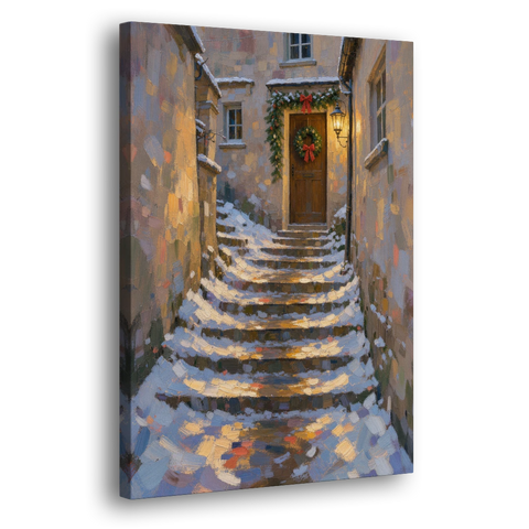 Christmas Canvas Prints Stone Steps to the Lantern - Canvas Wall Art - Side