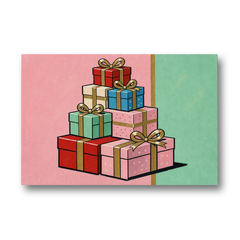 Christmas Canvas Wall Art Tower of Wrapped Presents - Canvas Wall Art - Front