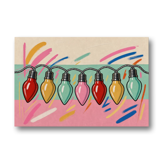 Christmas Gallery Wall Art with Swooping C9 Bulbs - Canvas Wall Art - Front