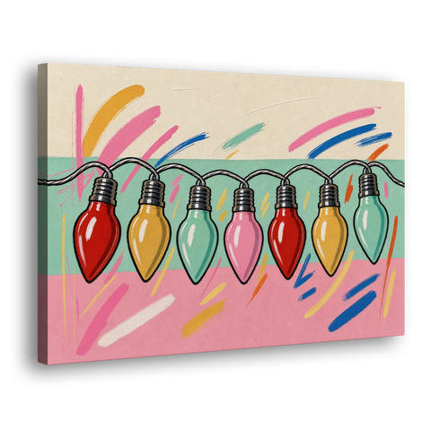 Christmas Gallery Wall Art with Swooping C9 Bulbs - Canvas Wall Art - Side