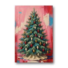 Christmas Tree Canvas Painting with Vintage Bulbs - Canvas Wall Art - Front