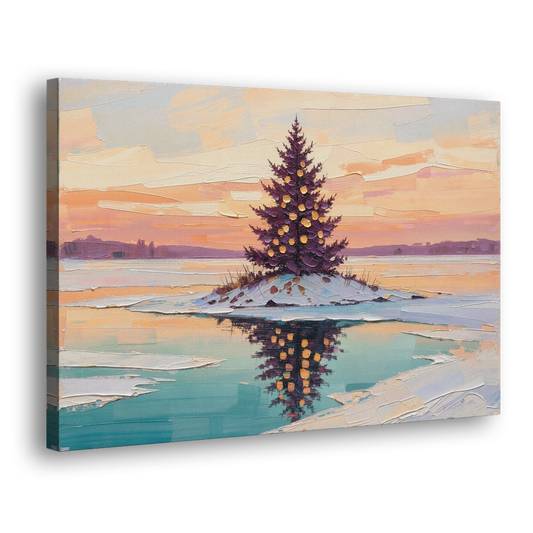 Christmas Wall Art Above Fireplace with Island Fir - Canvas Wall Art - Side