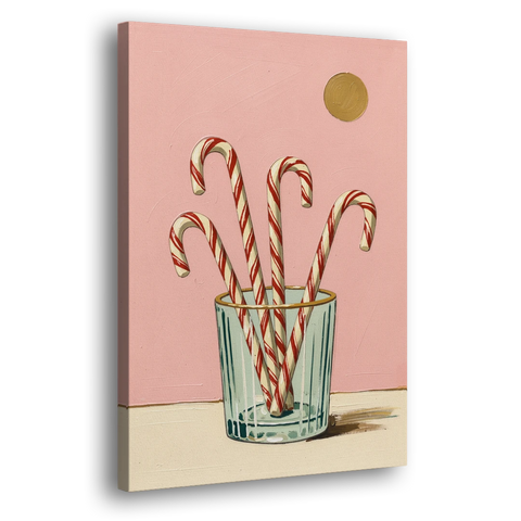 Christmas Wall Art for Kitchen with Candy Canes - Canvas Wall Art - Side