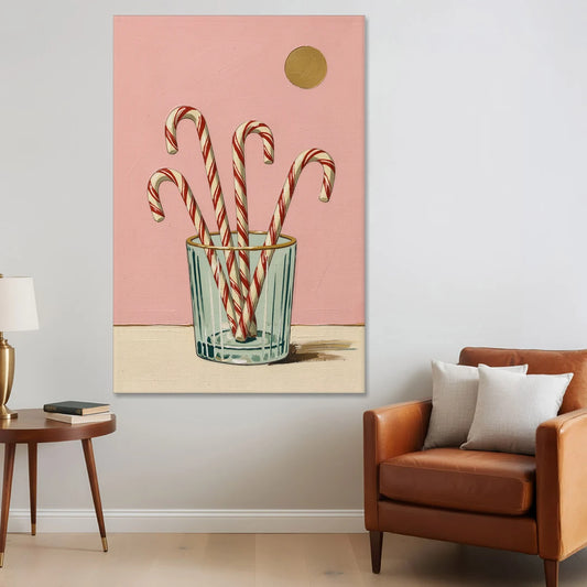 Christmas Wall Art for Kitchen with Candy Canes - Canvas Wall Art - Sofa - 40x60