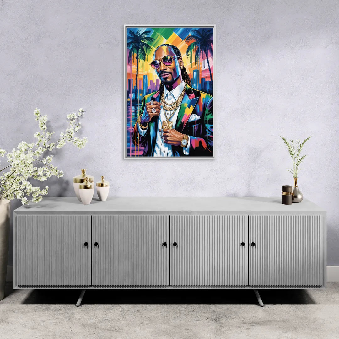 Chronic Wave - Living Room White Frame Canvas