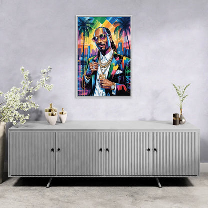 Chronic Wave - Living Room White Frame Canvas
