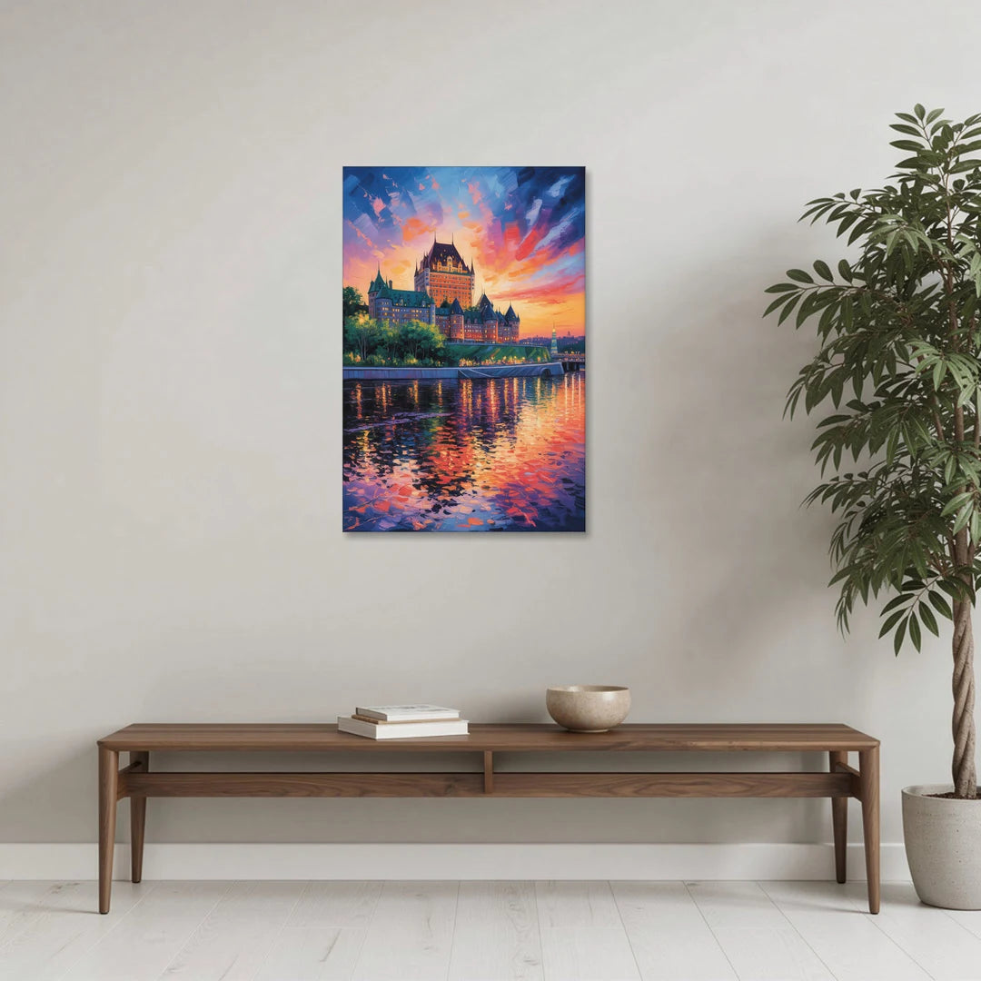Chteau Frontenac at Sunset - Canvas Wall Art - Coffee Table - 24x36
