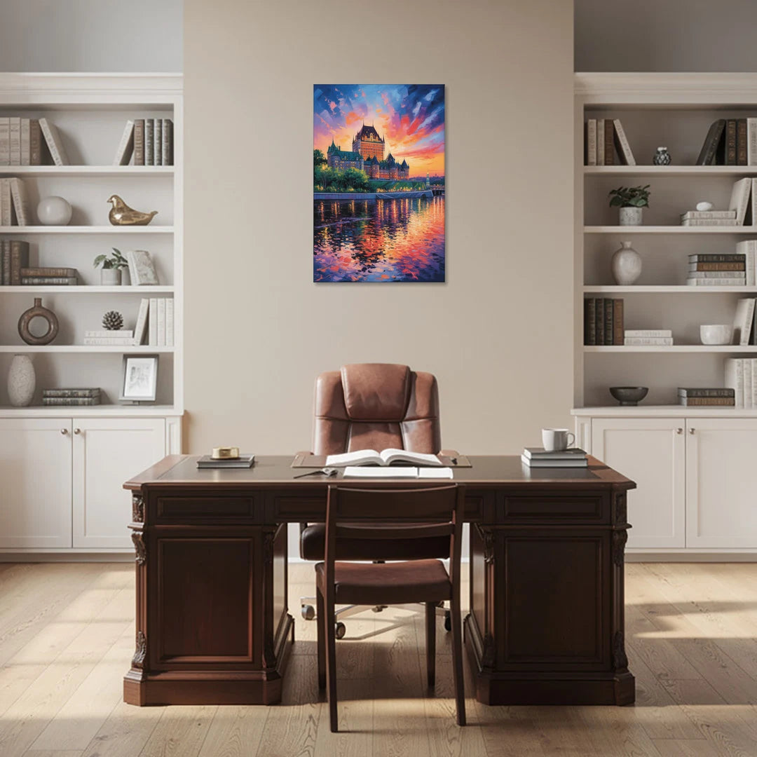 Chteau Frontenac at Sunset - Canvas Wall Art - Office - 24x36