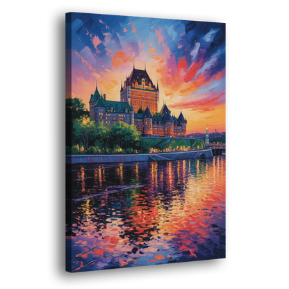 Chteau Frontenac at Sunset Side - Canvas Wall Art