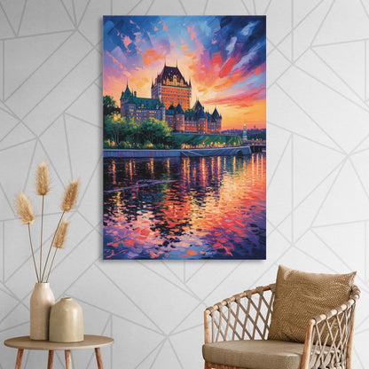 Chteau Frontenac at Sunset Living Room - Canvas Wall Art