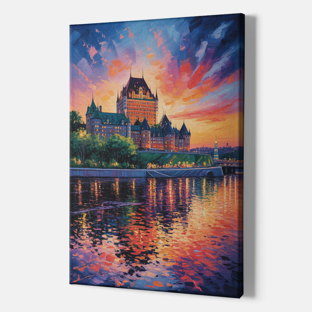 Chteau Frontenac at Sunset - Canvas Print Art Sides