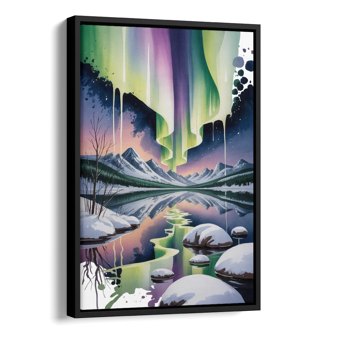 Churchill Northern Lights Side - Black Canvas Wall Art