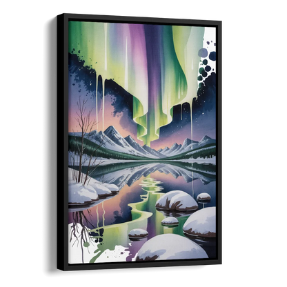 Churchill Northern Lights Side - Black Canvas Wall Art