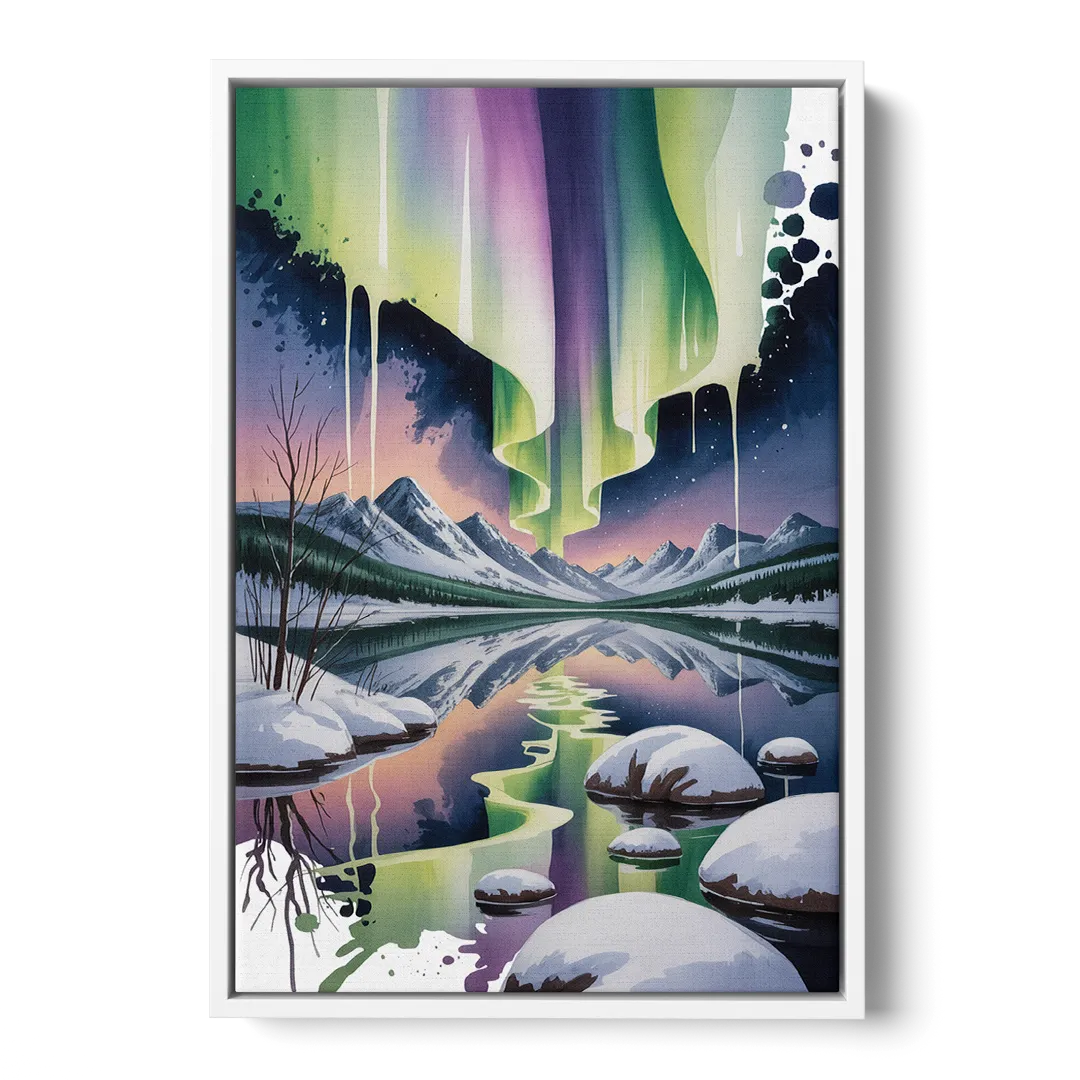 Churchill Northern Lights Front - White Canvas Wall Art