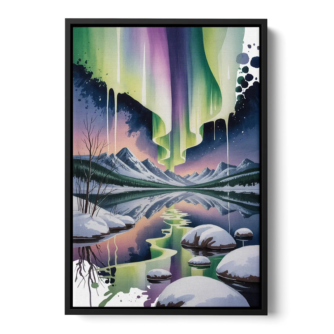 Churchill Northern Lights Front - Black Canvas Wall Art