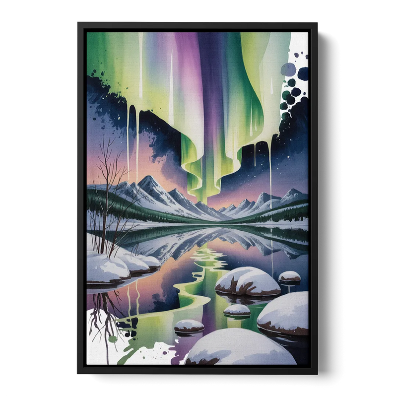 Churchill Northern Lights Front - Black Canvas Wall Art