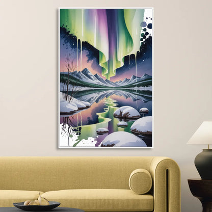 Churchill Northern Lights Living Room - White Canvas Wall Art