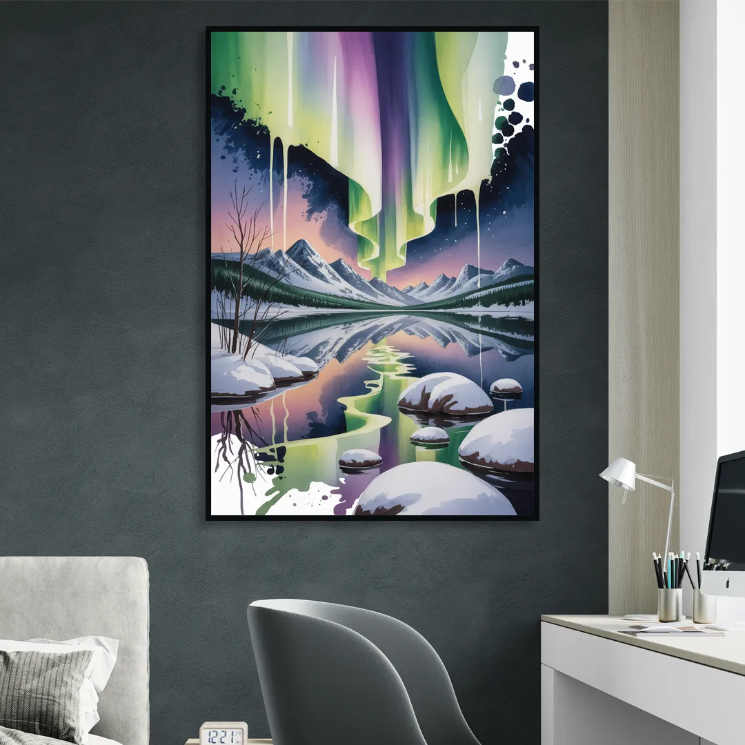 Churchill Northern Lights Sitting Room - Black Canvas Wall Art