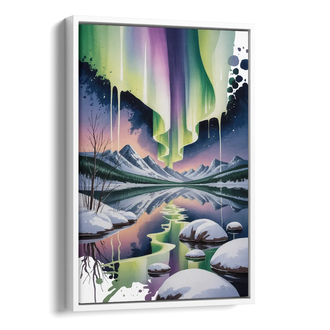 Churchill Northern Lights Side - White Canvas Wall Art