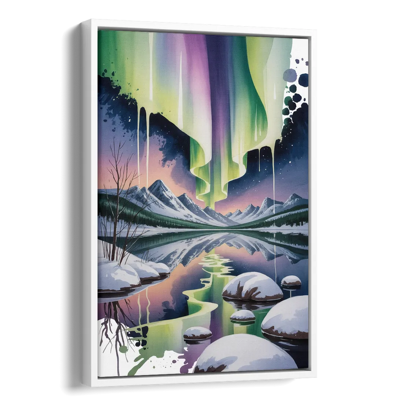 Churchill Northern Lights Side - White Canvas Wall Art