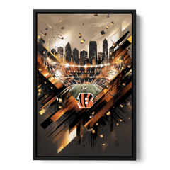 Cincinnati Bengals AFC Championship Celebration - Black Framed Canvas Wall Art - Front