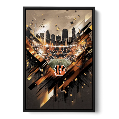 Cincinnati Bengals AFC Championship Celebration Front - Black Canvas Wall Art