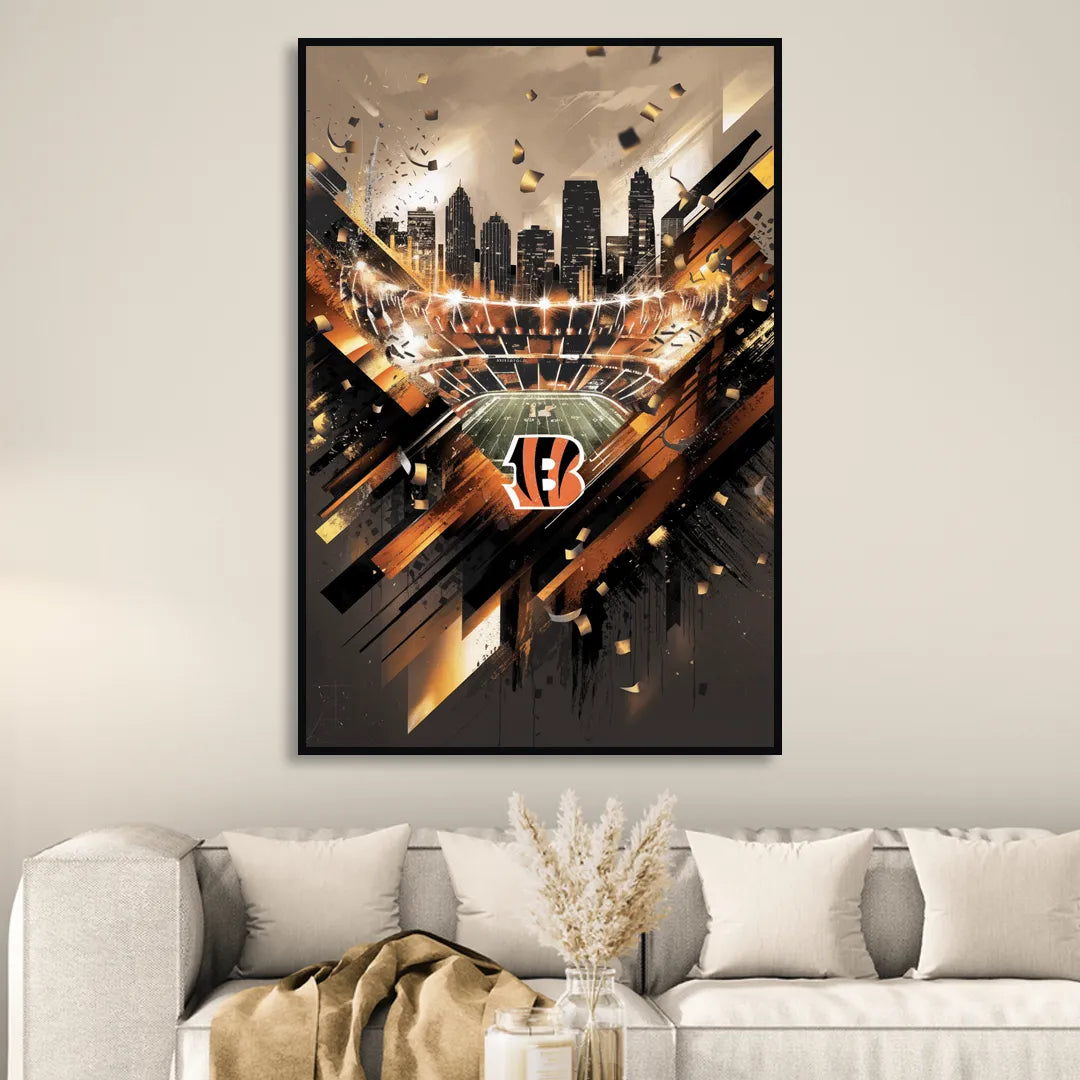 Cincinnati Bengals AFC Championship Celebration Sitting Room - Black Canvas Wall Art